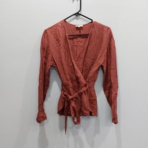 Aritzia Wilfred Anemone Wrap Top Blouse Size XS